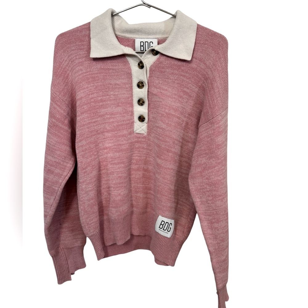 High End Pink Urban Outfitters Collared BDG Button Up Sweater Women’s S MINT